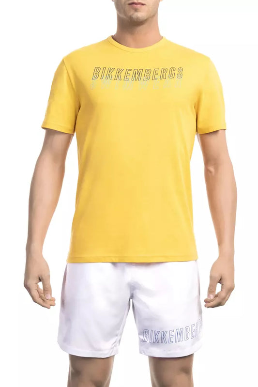 Sunny Yellow Cotton Tee with Back Logo Detail