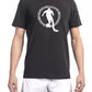 Sleek Black Cotton Blend Printed T-Shirt