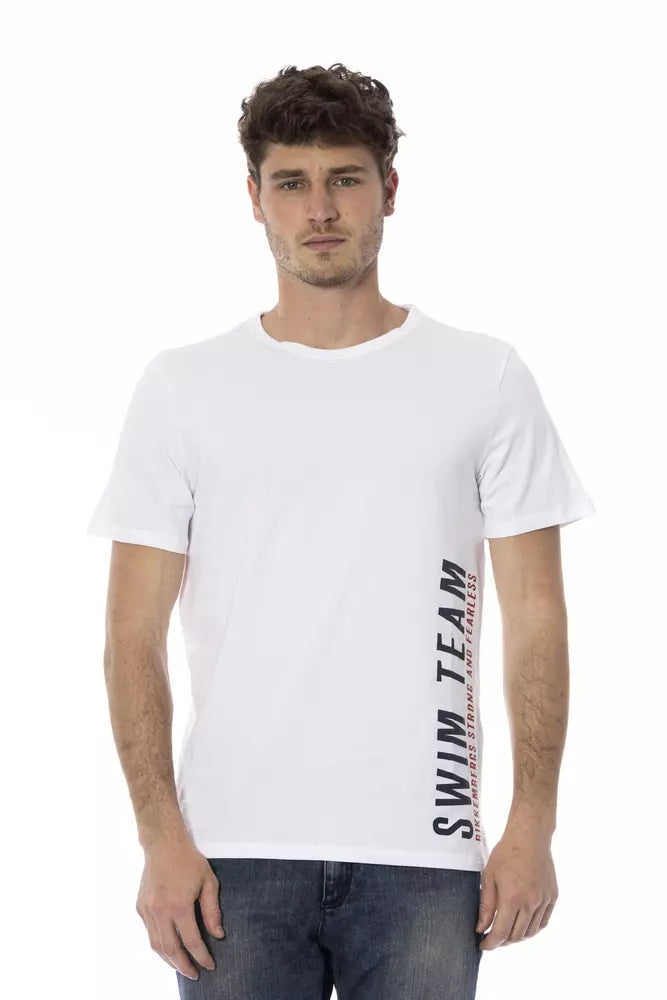 Sleek White Printed Cotton Tee