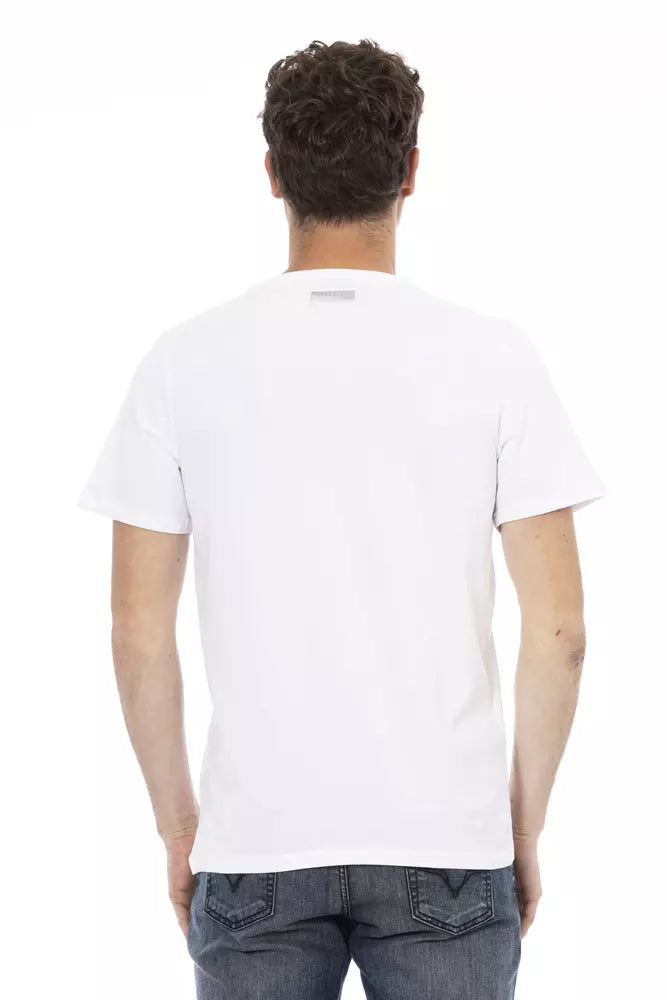 Sleek White Printed Cotton Tee