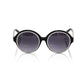 Elegant Black Round Sunglasses with White Accent