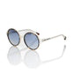 Chic White Round Sunglasses with Blue Shaded Lens
