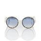 Chic White Round Sunglasses with Blue Shaded Lens