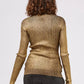 Glamorous Gold Long-Sleeved Sweater with Fancy Print