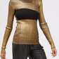 Glamorous Gold Long-Sleeved Sweater with Fancy Print