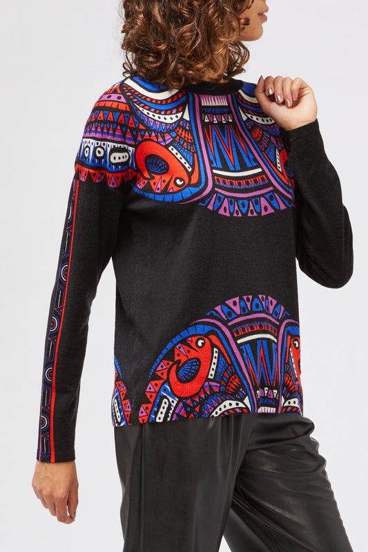 Enchanting Long Sleeve Fantasy Print Sweater