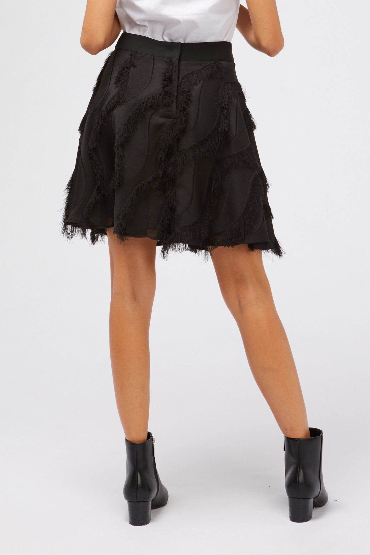 Elegant Black Fringed Skirt