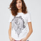 Chic Printed White Tee with Logo Detail
