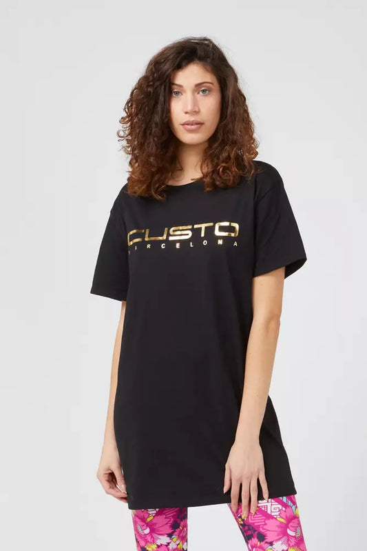 Chic Oversized Cotton Tee with Statement Front Print