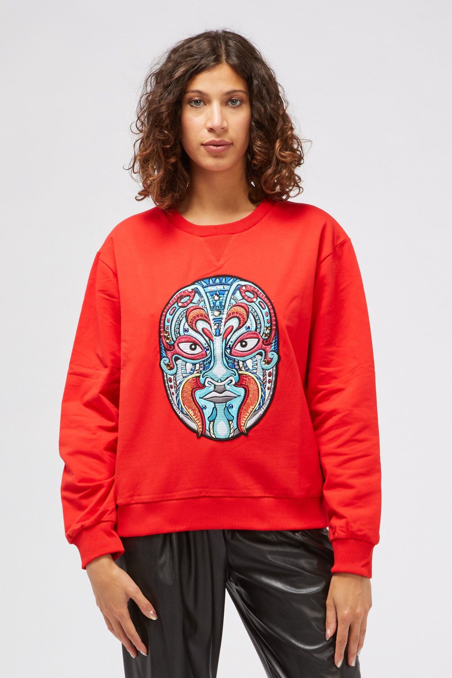 Oriental Print Oversized Sweater