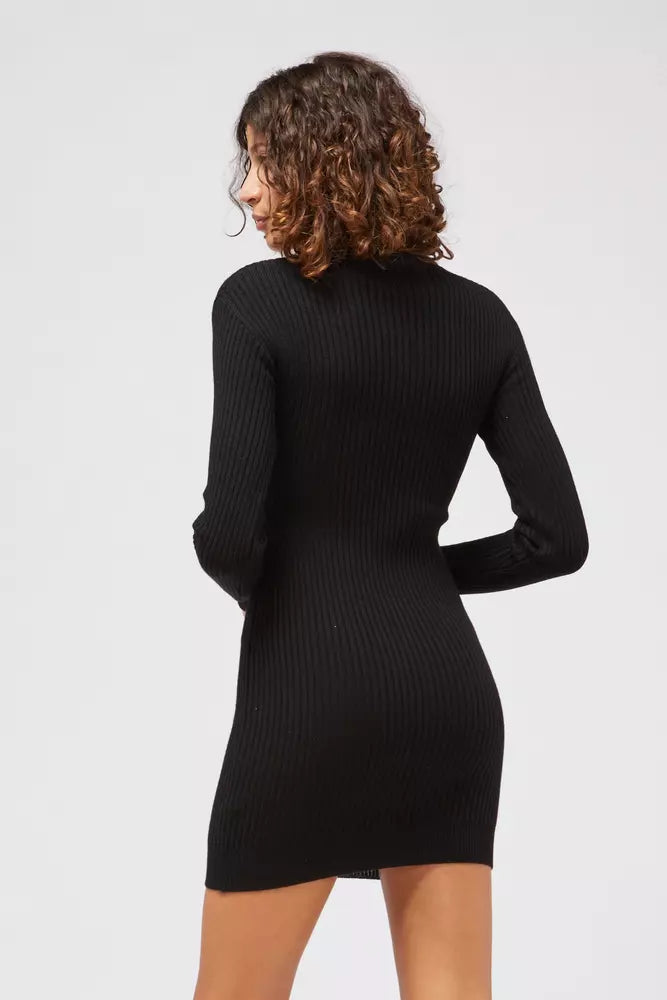 Elegant Knitted Polo Neck Dress