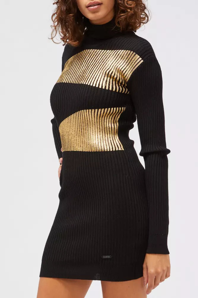 Elegant Knitted Polo Neck Dress