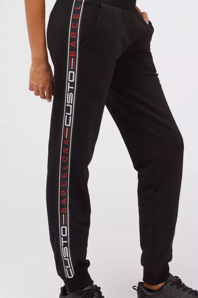 Chic Black Sweatpants with Logo Side Bands