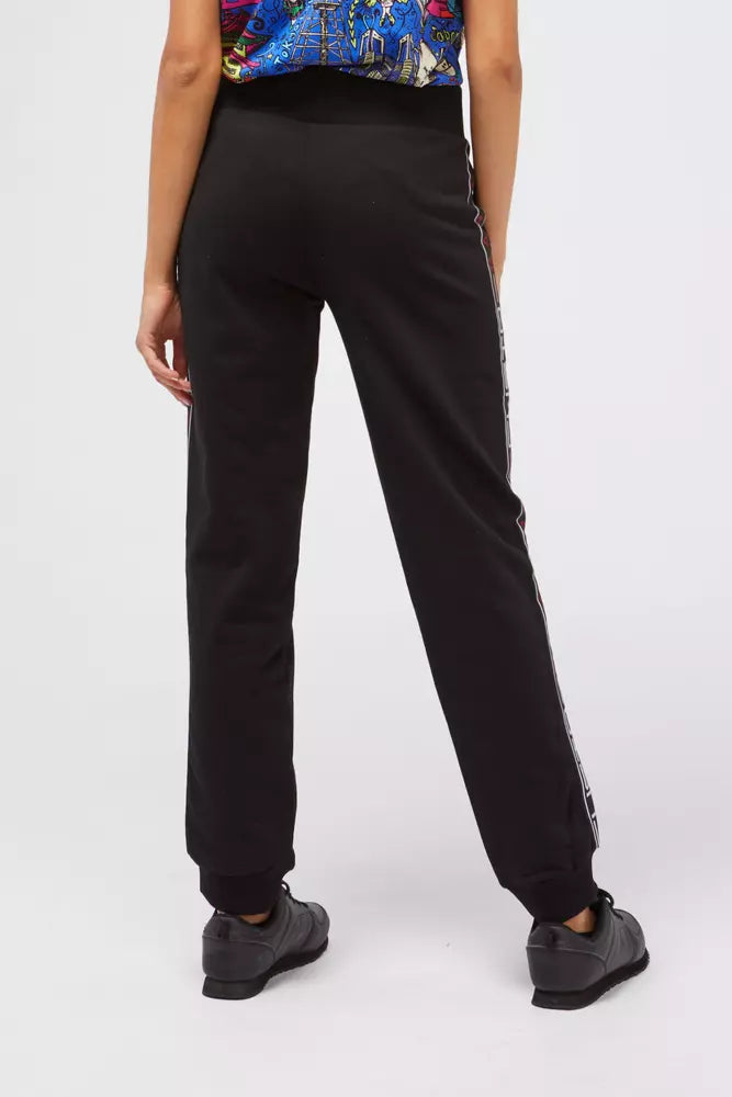 Chic Black Sweatpants with Logo Side Bands