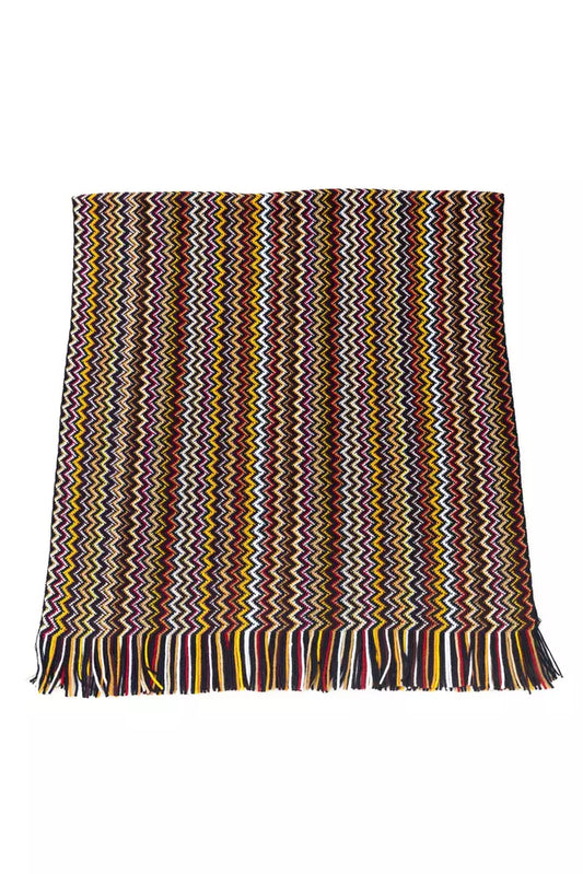 Vibrant Geometric Patterned Fringed Scarf