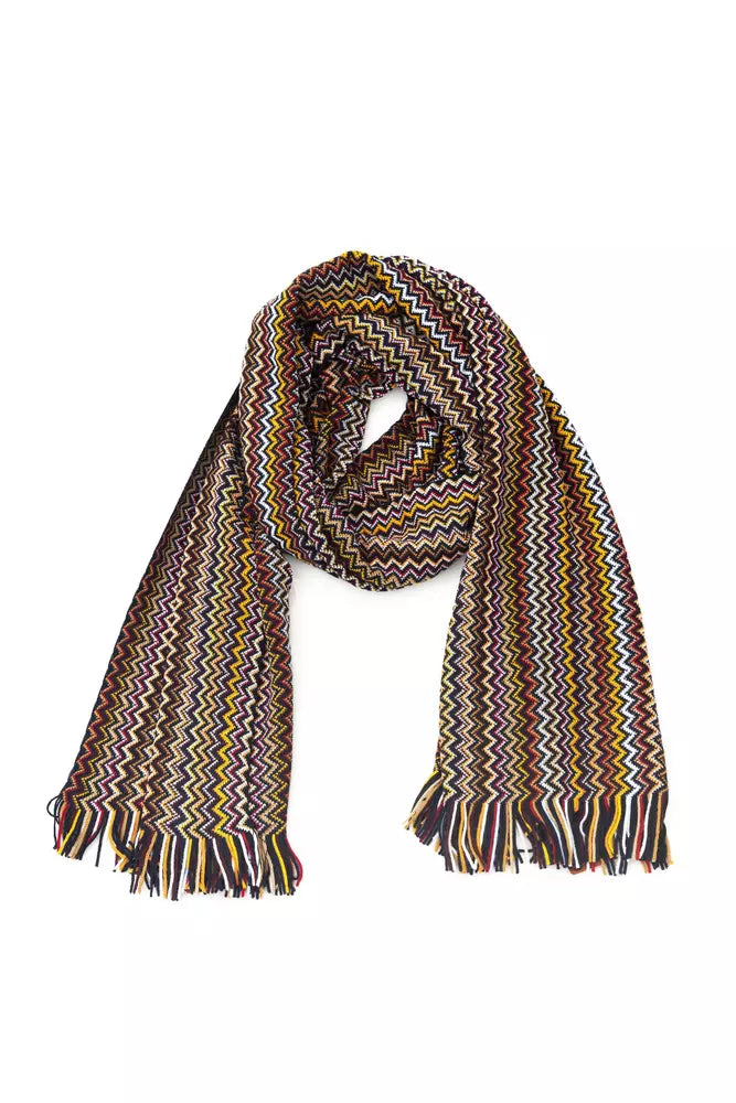 Vibrant Geometric Patterned Fringed Scarf