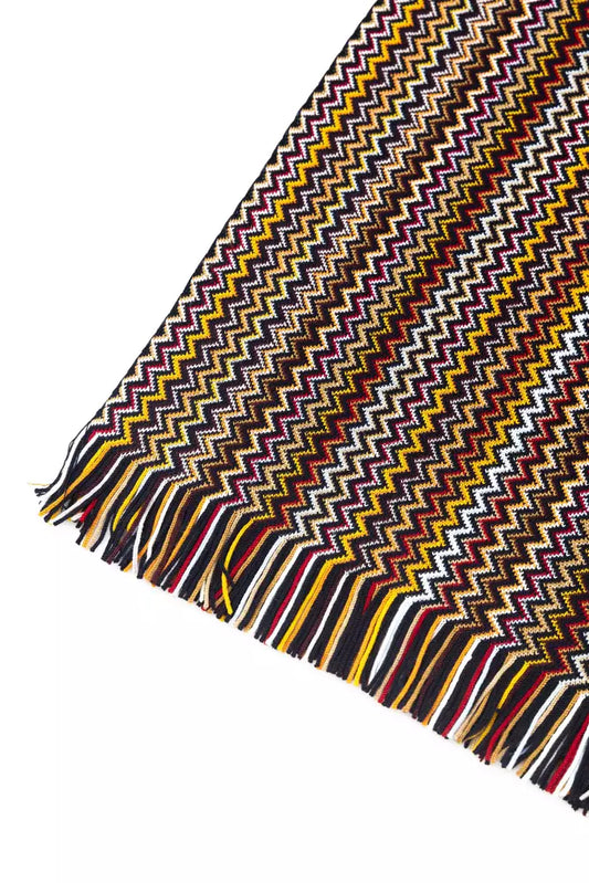 Vibrant Geometric Patterned Fringed Scarf