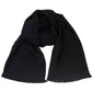 Elegant Fringed Logo Scarf in Black