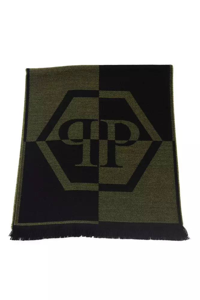 Plush Fringed Logo Scarf in Lush Green