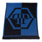Elegant Fringed Logo Scarf in Blue