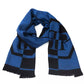 Elegant Fringed Logo Scarf in Blue