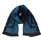 Elegant Fringed Blue Wool-Blend Scarf