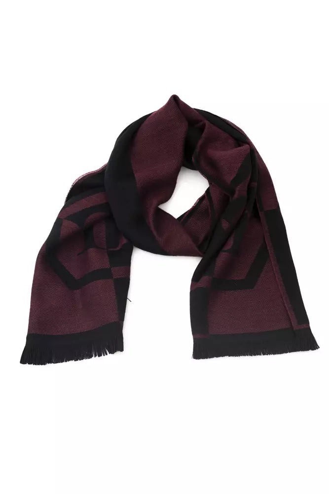 Elegant Burgundy Fringed Wool-Blend Scarf