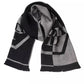Chic Gray Fringed Logo Scarf