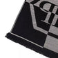Chic Gray Fringed Logo Scarf