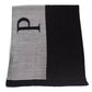 Chic Gray Fringed Logo Scarf