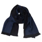 Elegant Blue Wool-Blend Fringed Scarf