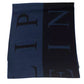 Elegant Blue Wool-Blend Fringed Scarf
