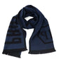 Chic Blue Fringed Logo Scarf