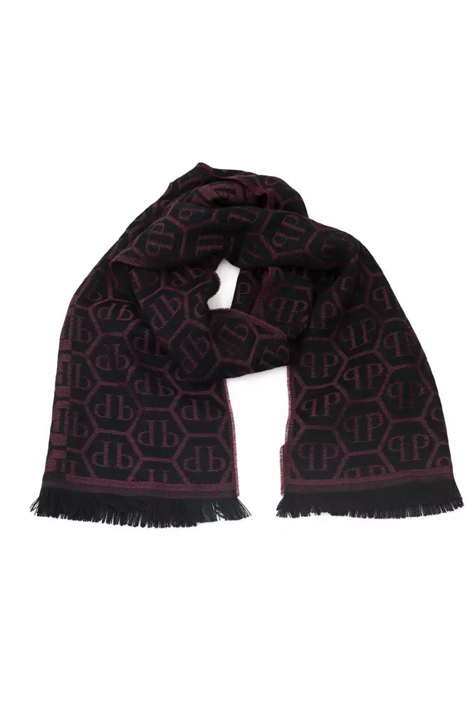 Elegant Burgundy Monogram Fringe Scarf