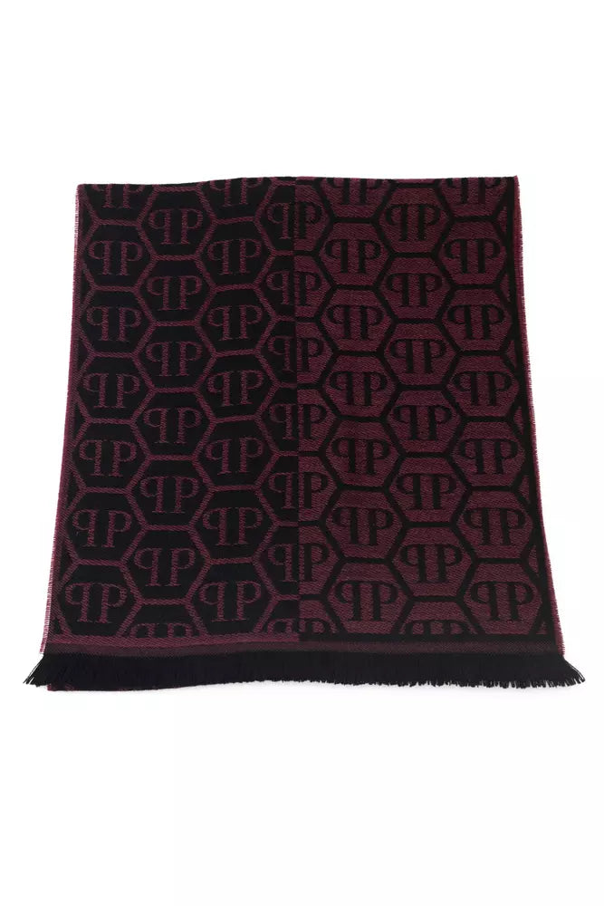 Elegant Burgundy Monogram Fringe Scarf