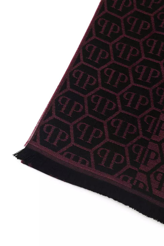 Elegant Burgundy Monogram Fringe Scarf