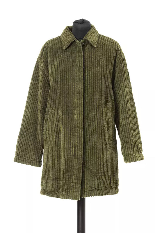 Elegant Wide Ribbed Cotton Jacket in Green