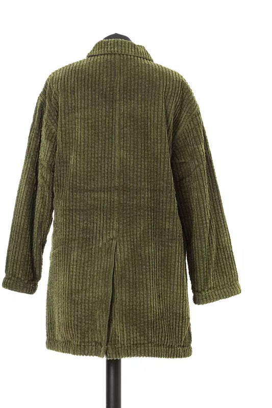 Elegant Wide Ribbed Cotton Jacket in Green