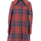 Elegant Flared Check Print Coat