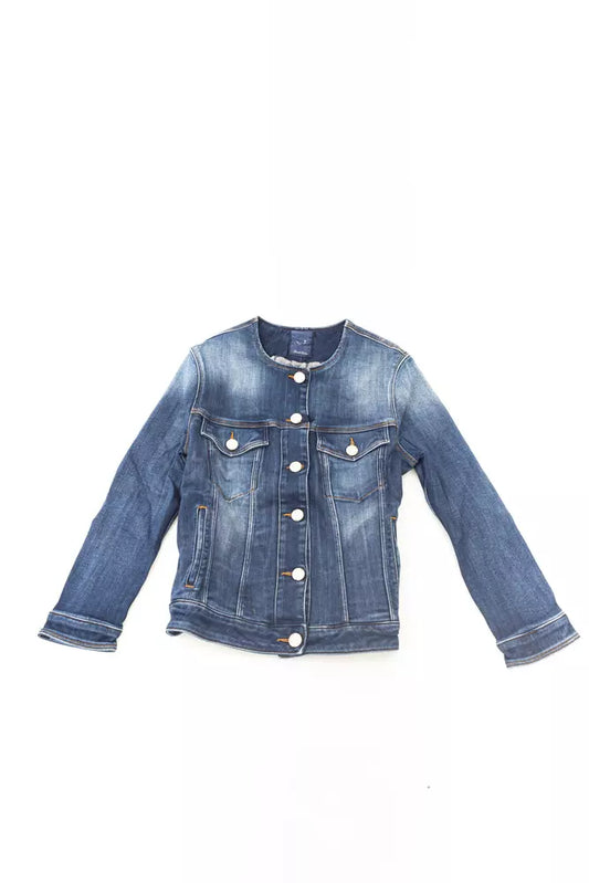 Chic Denim Round Neck Jacket