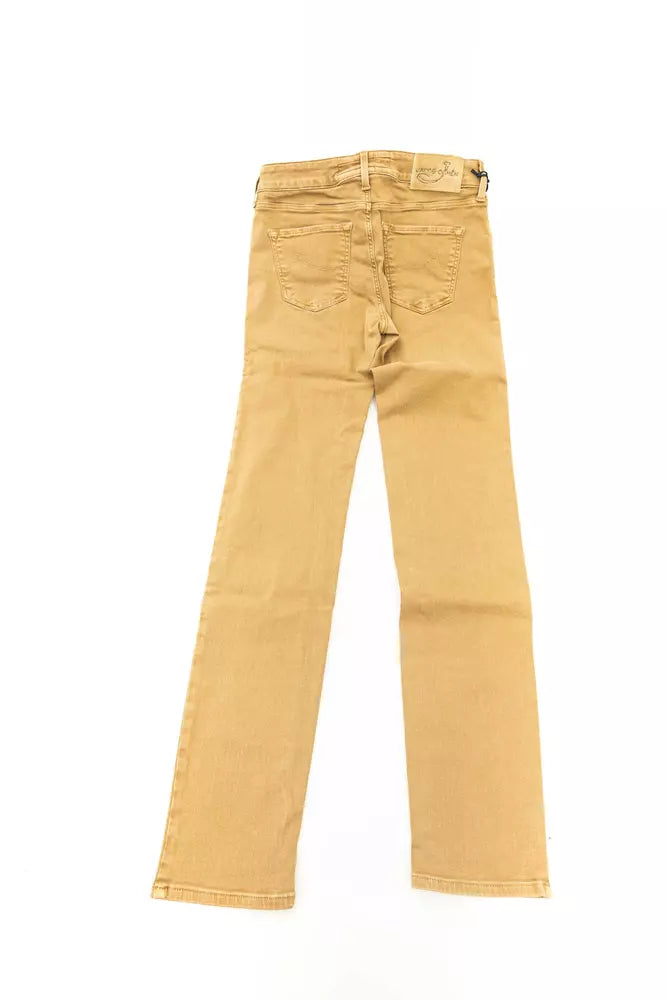 Chic Beige Vintage-Inspired Designer Jeans