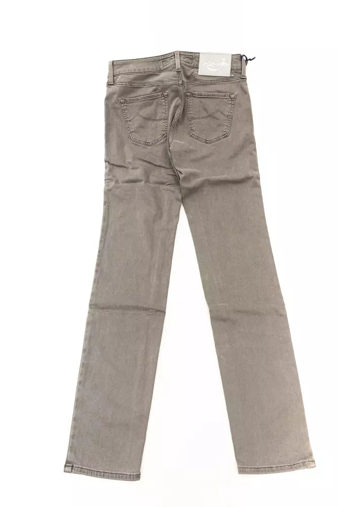 Chic Vintage-Inspired Gray 5-Pocket Jeans