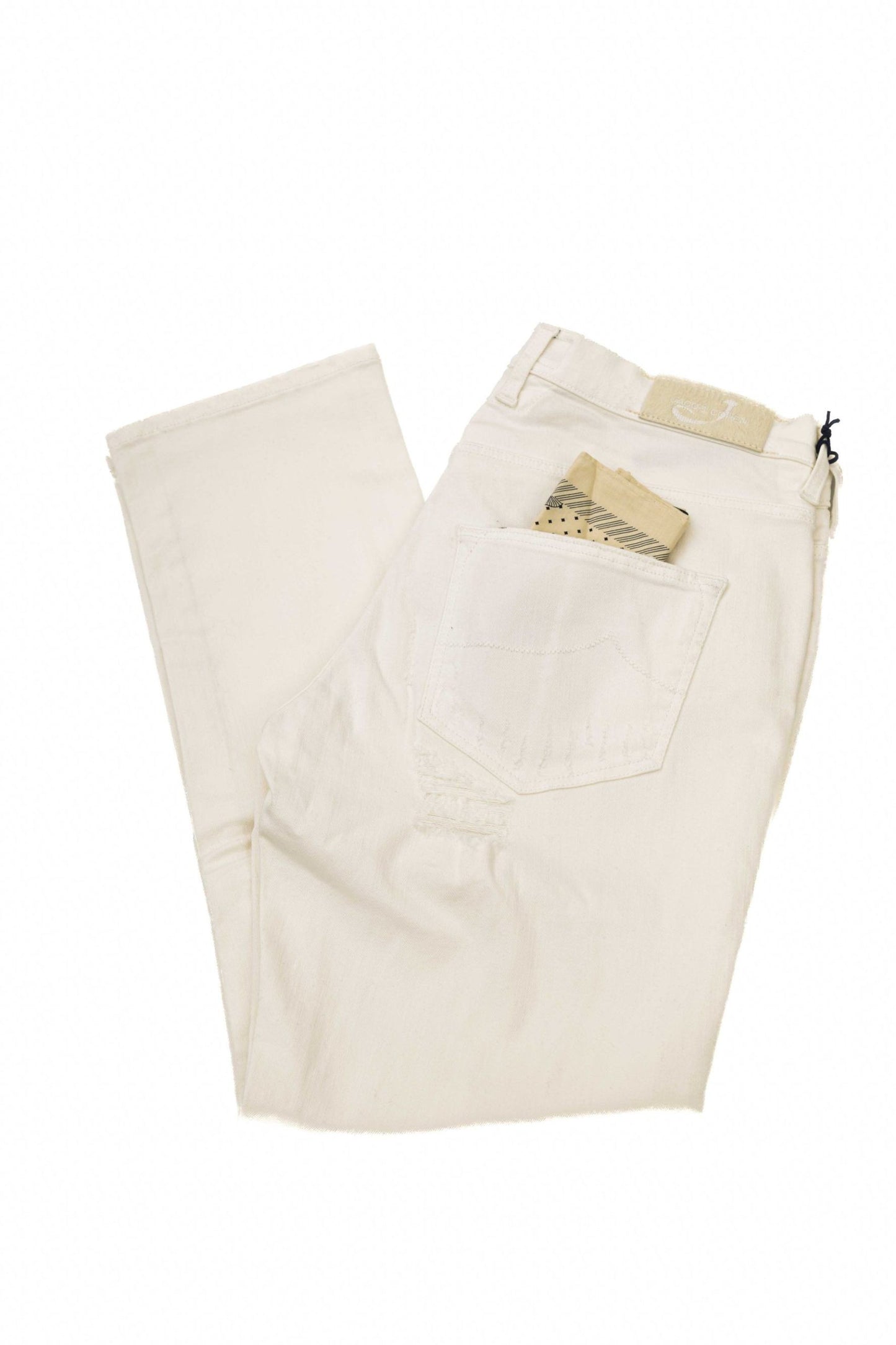 Elegant White Straight Leg Jeans with Chic Detailing