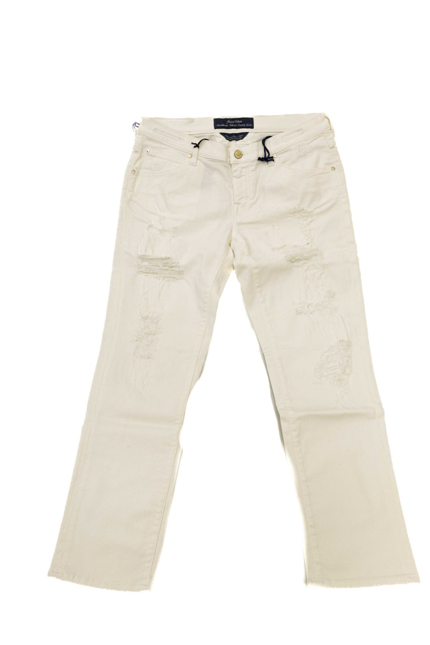 Elegant White Straight Leg Jeans with Chic Detailing