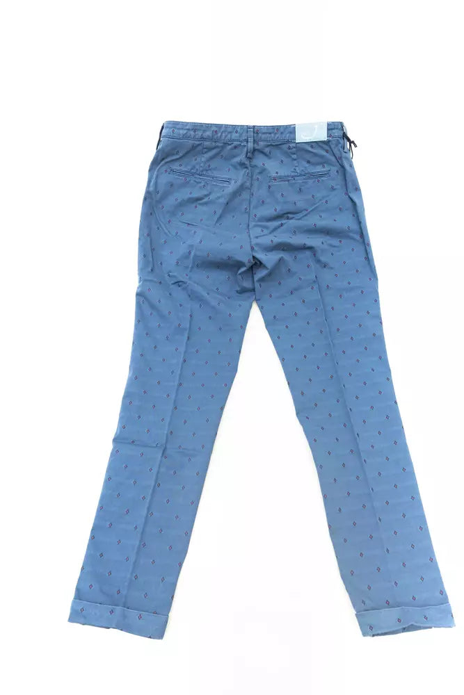 Sophisticated Blue Chino Jeans with Embroidered Logo