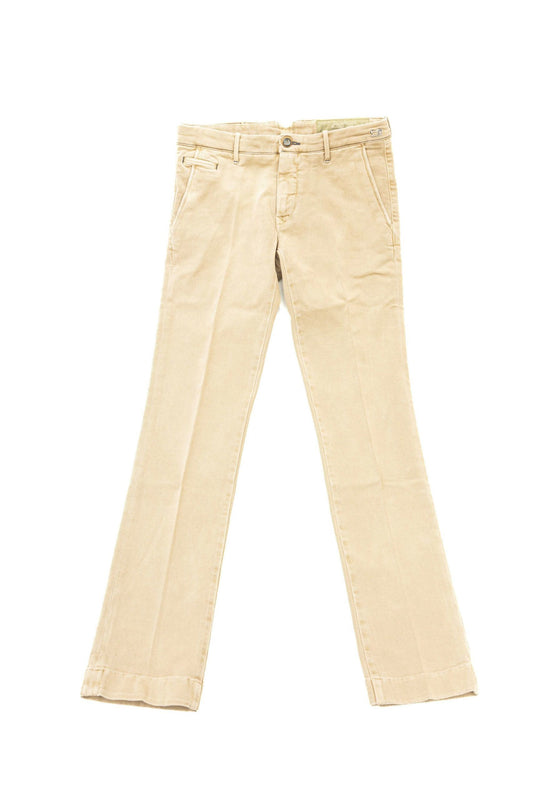 Elegant Beige Chino Trousers with Logo Details