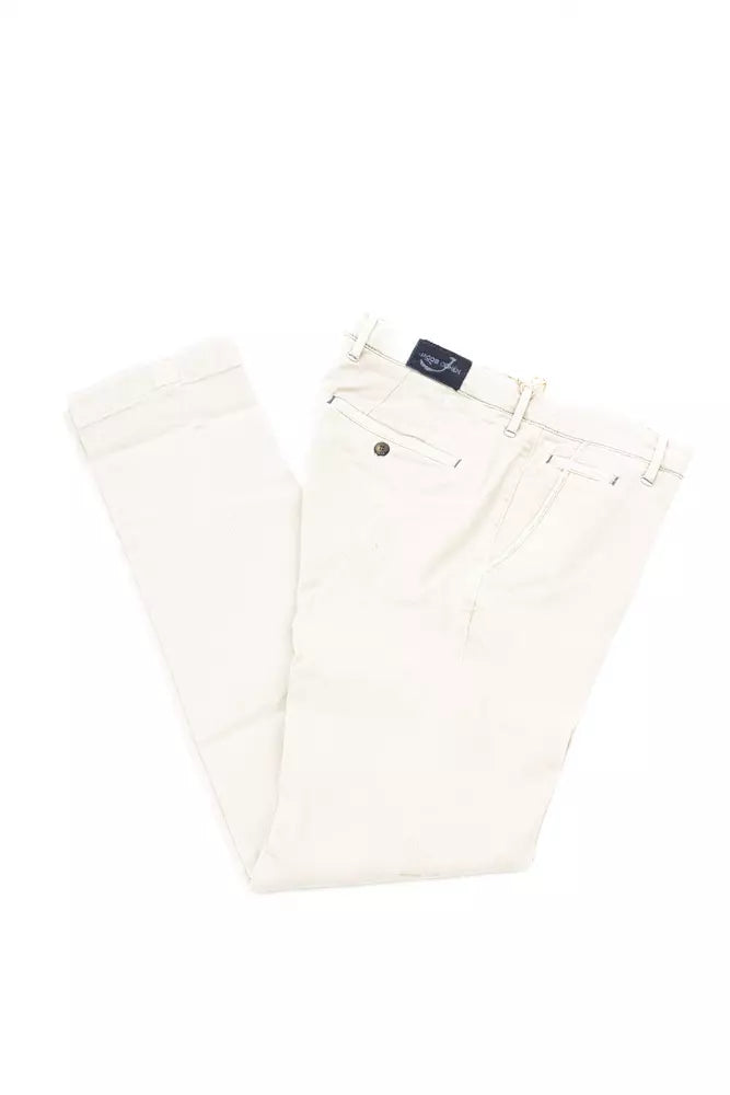 Elegant Silver Chino Trousers with Embroidery