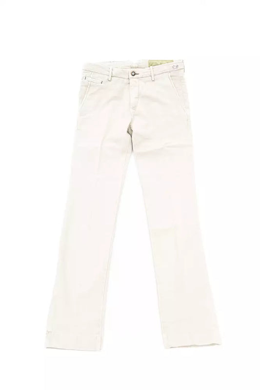 Elegant Silver Chino Trousers with Embroidery