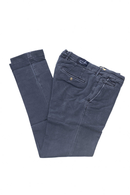 Exquisite Blue Chino Trousers with Embroidered Logo