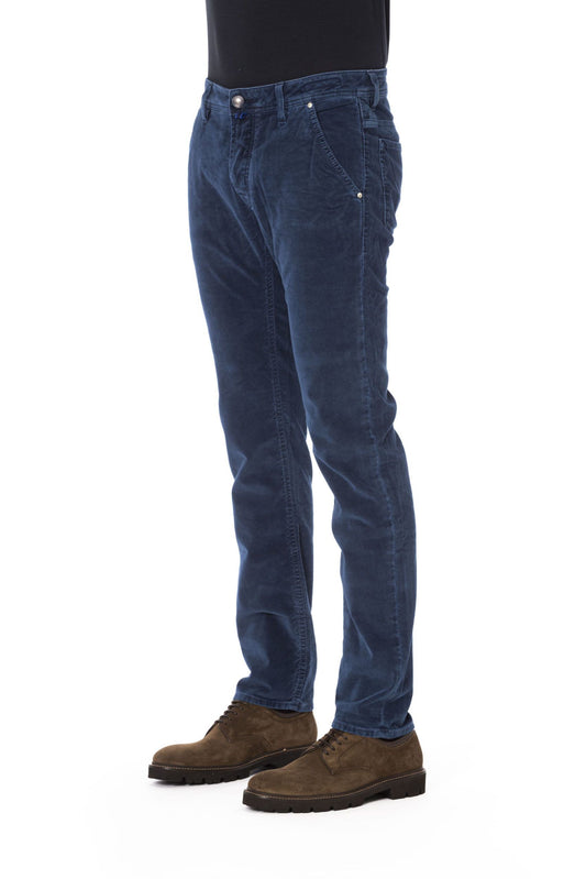 Elegant Blue Regular Fit Cotton Jeans